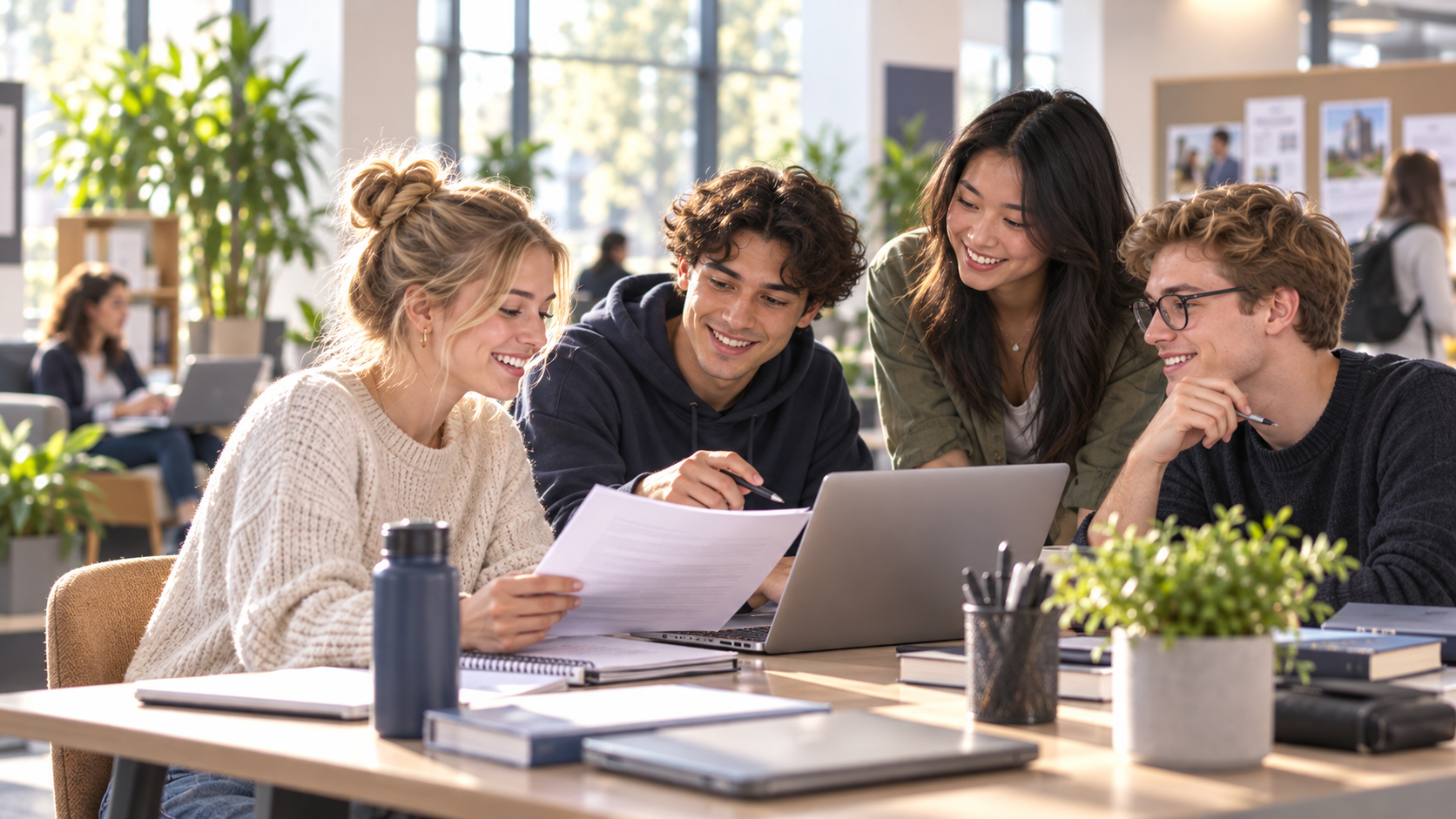 Studierende bei der gemeinsamen Vorbereitung auf ein Praktikum